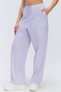 Women's Summer Breathable Plaid  Drawstring Leisure Pants