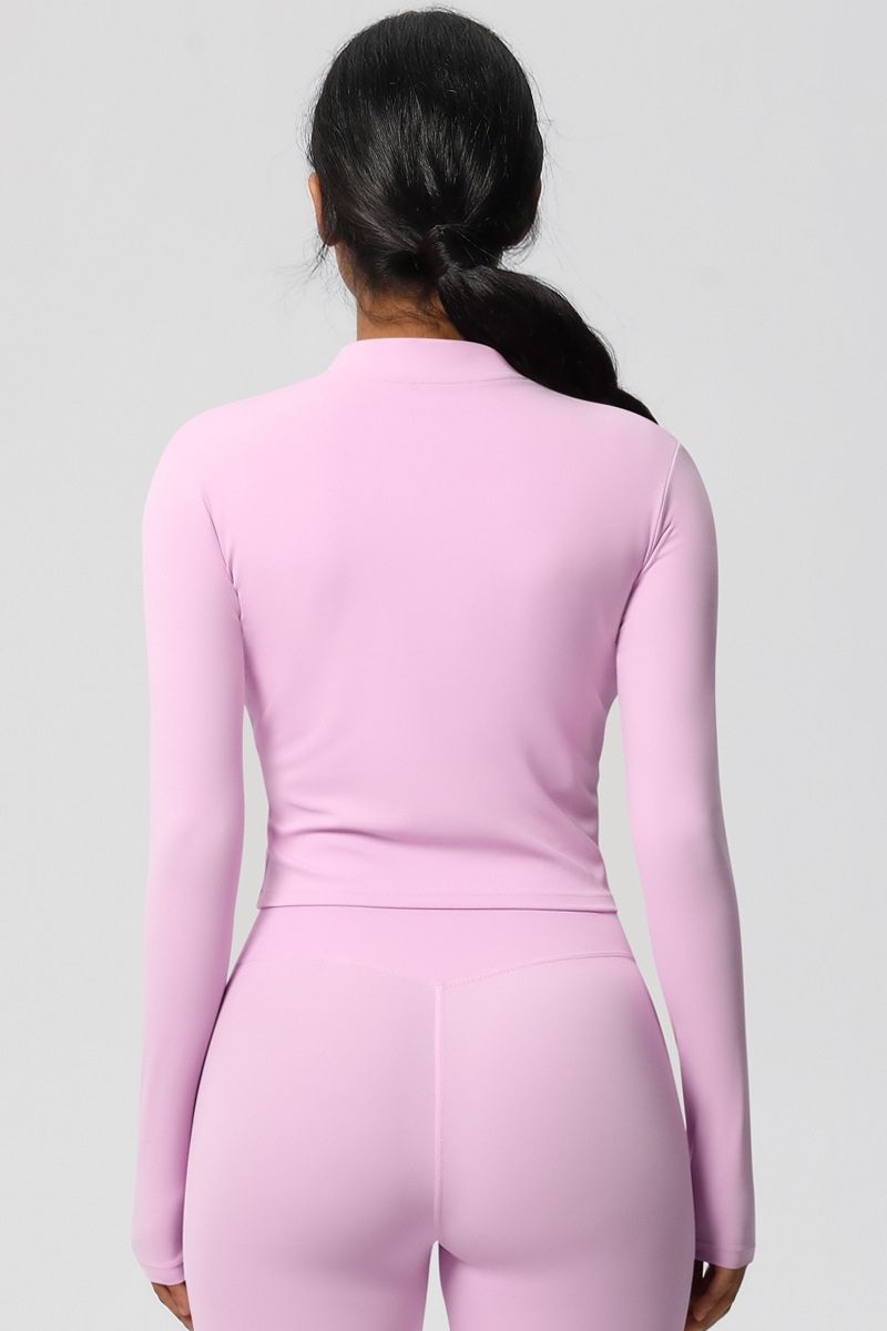 Women's round neck front zipper sports jacket