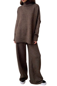 Thick-knit long pants set