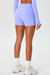Women's High Waist Pleated Buttocks Lifts Nude Feel Shorts