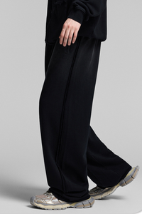 Water-washed, distressed, straight-leg casual pants