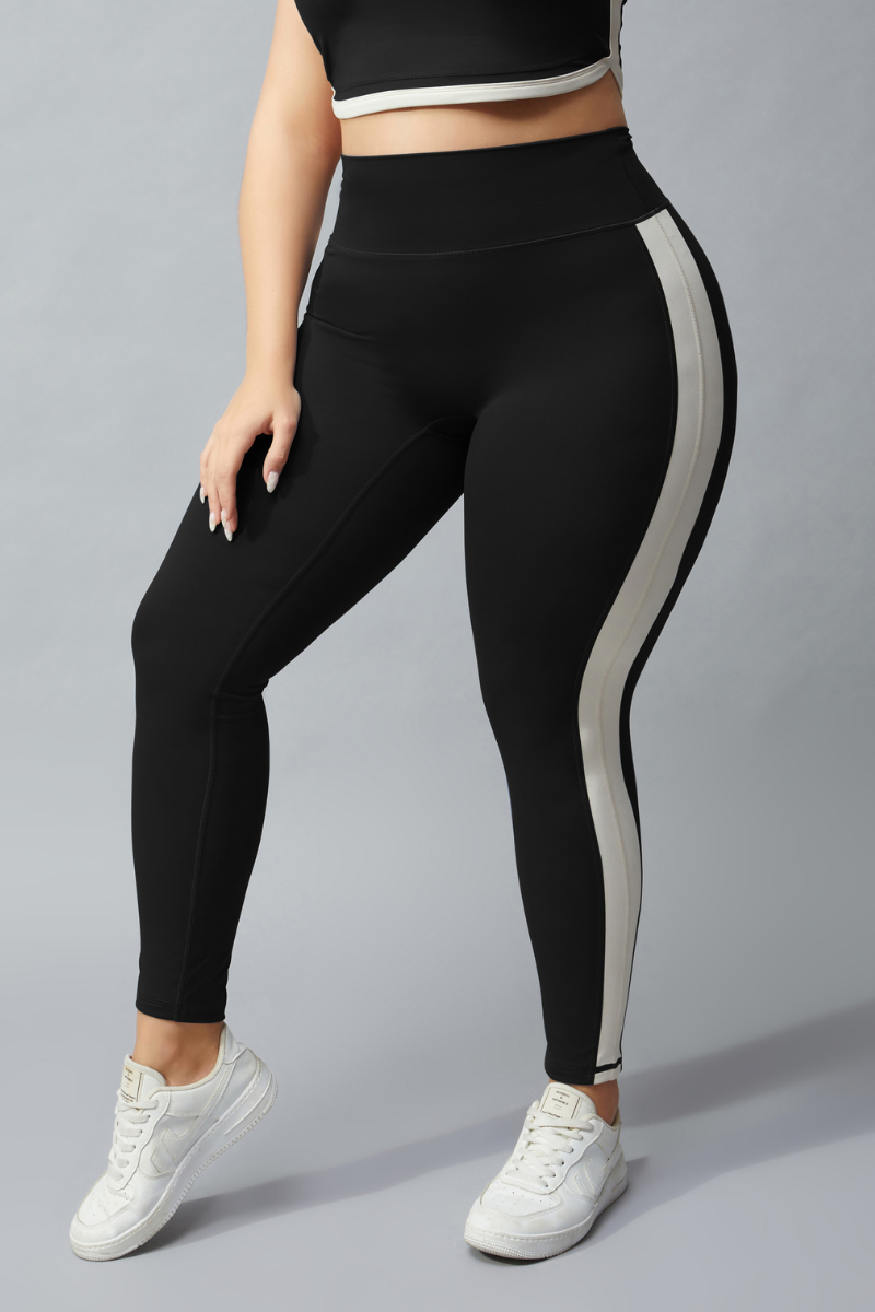 Plus Size Women's Color-Block Patchwork Yoga Leggings
