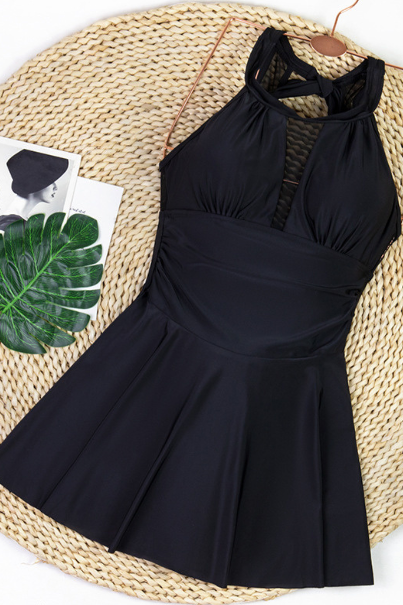 Women's Halter Dress - Solid Sleeveless Quick Dry Backless