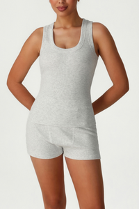 Fashionable Tank Top and High-Waisted Shorts Sports Set