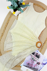 Women's Sexy Solid Mesh Slit Bikini Set with Beach Cover-up