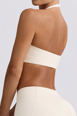 Women's Brushed Deep V Halter Neck Backless Sports Yoga Bra