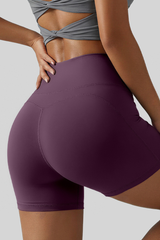 Women's High Rise Back Waistband Pocket Sports Shorts