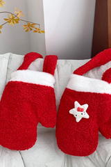 Christmas Red Glove Shape Warm Plush Crossbody Bag