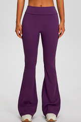 Women's Athletic Solid Pleated Buttocks Lift Flare Pants