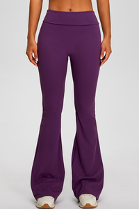 Women's Athletic Solid Pleated Buttocks Lift Flare Pants