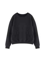 Women's Fall Raw Edge Neck Kangaroo Pocket Sweatshirt