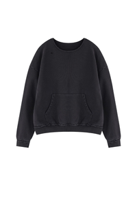 Women's Fall Raw Edge Neck Kangaroo Pocket Sweatshirt