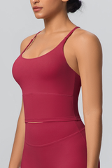 Women's Athletic U-neck Cross Back Thin Straps Tank Top