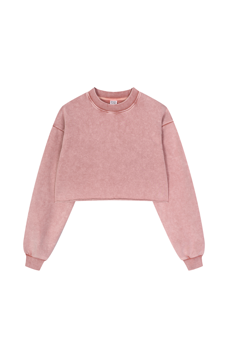 Women's Fall 100% Cotton Cropped Distressed Sweatshirt