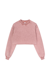 Women's Fall 100% Cotton Cropped Distressed Sweatshirt