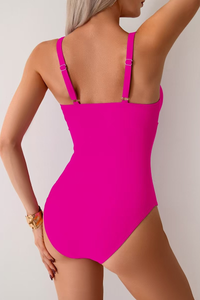 Women's Mesh-Stitched Twist-Front One-Piece Swimsuit