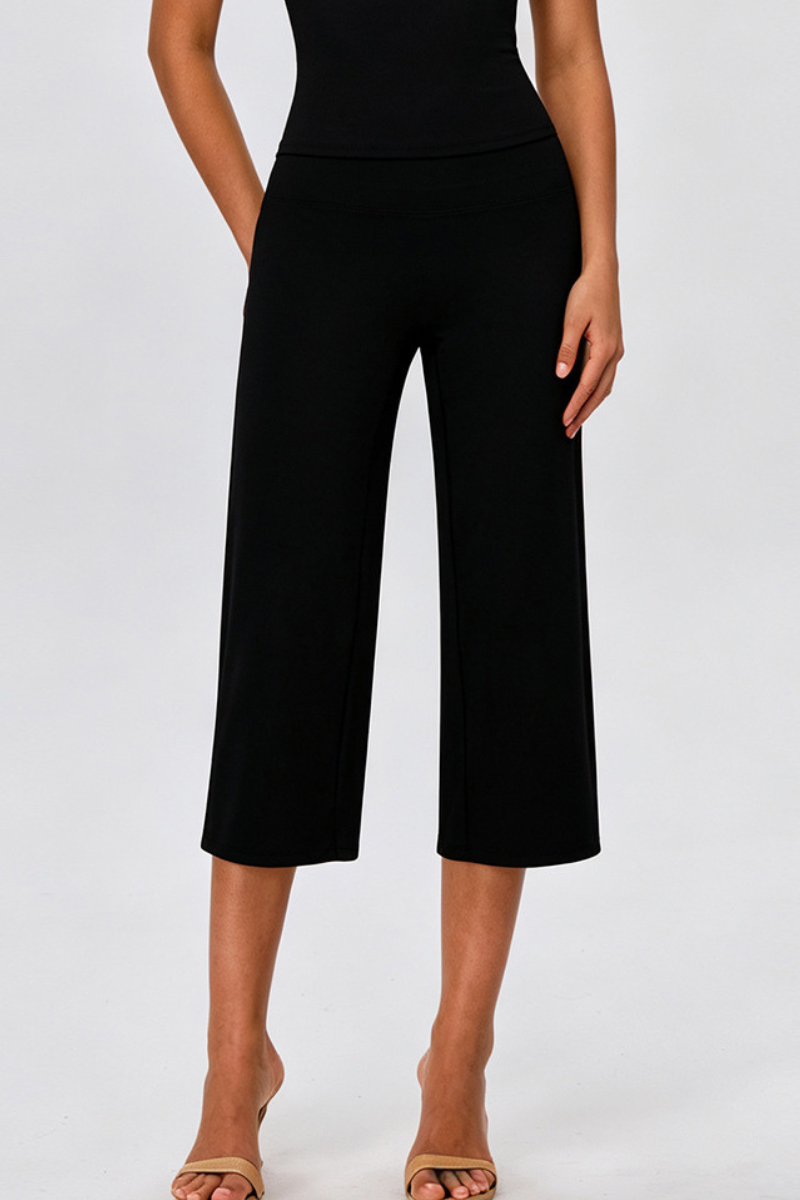 Women's No Front Seam Wide-Leg Cropped Yoga Pants