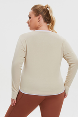 Women’s Plus Size Fake two-piece Color Block Long Sleeve Top