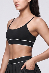 Women's Color Block Ribbed Thin Strap Sports Bra