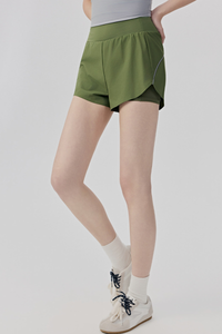 Women's Summer Faux Two-Piece Built-in Liner Athletic Shorts