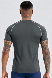 Men's Contrast Breathable Quick Dry Athletic Running T-Shirt