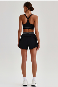 Women's Y-Back Sports Bra & Double-Layer Shorts 2-Piece Set