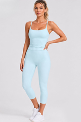 Women's U-Back Tank Top & Capri Leggings Yoga 2-Piece Sets