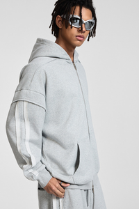 Faux two-piece with zipper hoodie