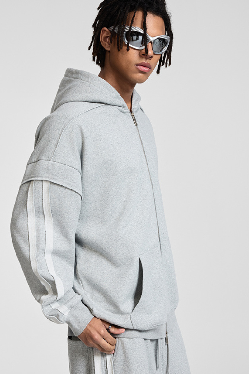 Faux two-piece with zipper hoodie