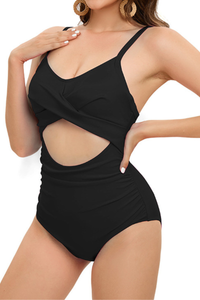 Women's Hollow High Waist Backless Tie One Piece - 3pcs