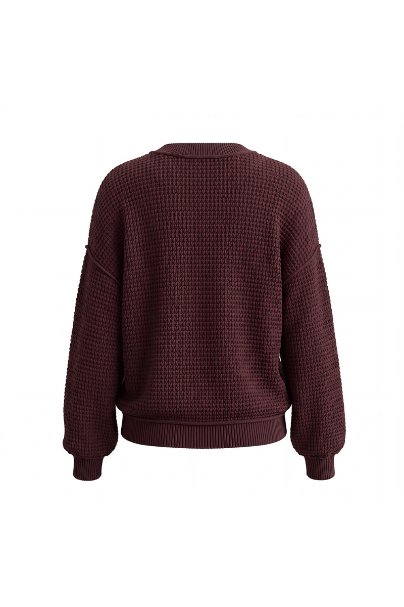 Women's Loungewear Contrast Checkerboard Loose Knit Sweater