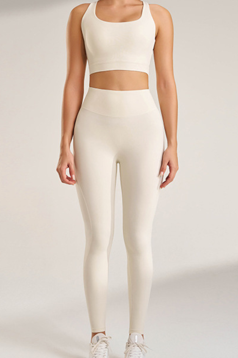 Women's Two-Piece Set:Cross Back Sports Bra & Yoga Leggings