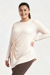 Plus Size Women's Fall Side Twist Asymmetrical Quick Dry Top