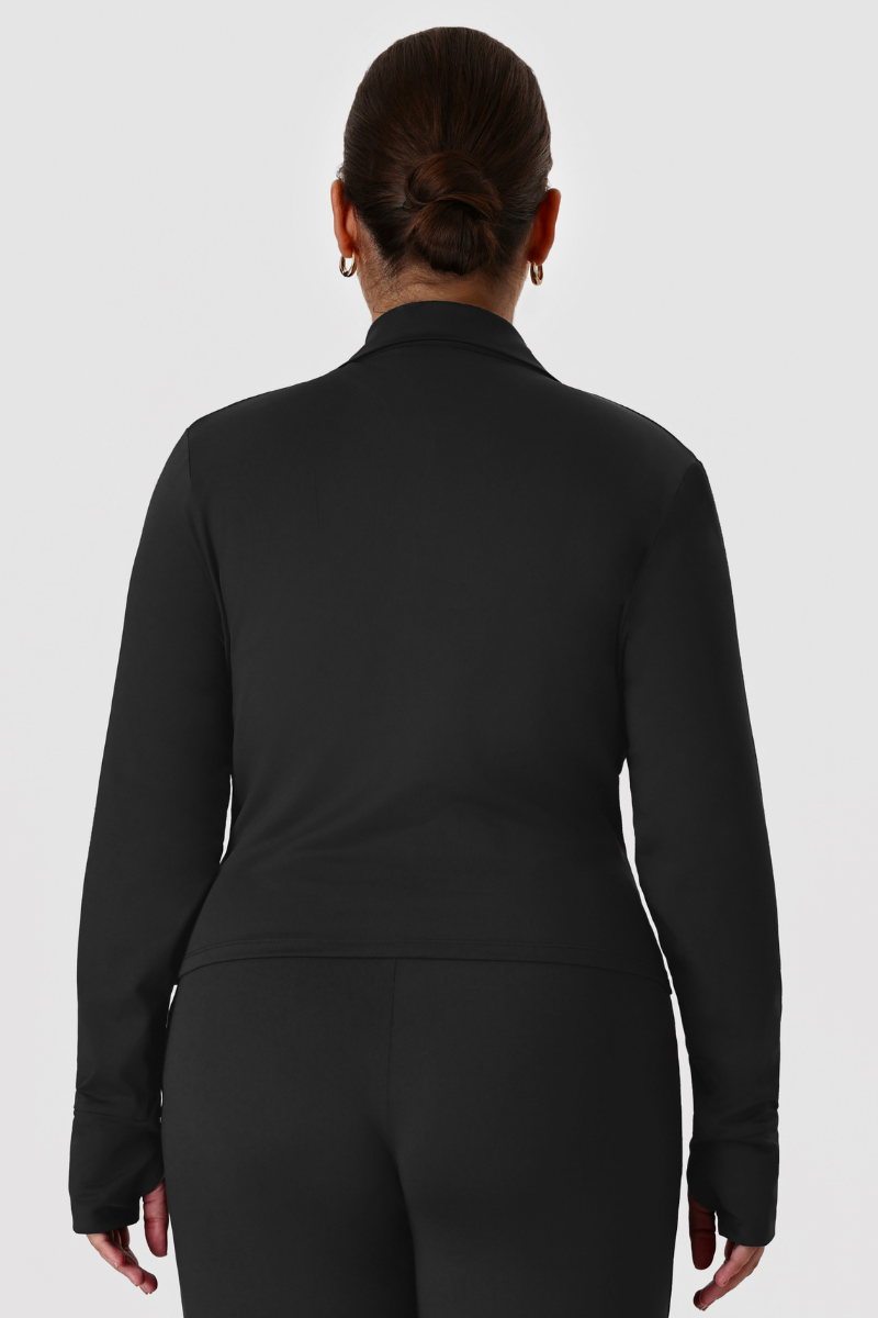 Plus Size Women's Stand Collar Fitted Zip-Up Yoga Jacket