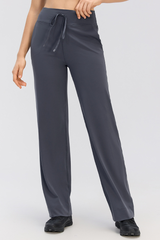Women's Drapey Drawstring Waist Straight-Leg Casual Pants