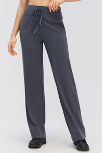 Women's Drapey Drawstring Waist Straight-Leg Casual Pants