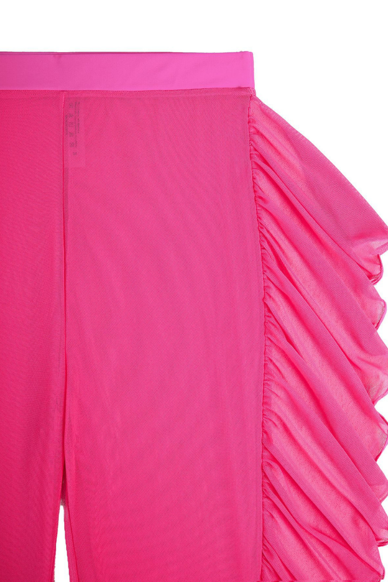 Women's High Waisted Sheer Mesh Ruffle Wide Leg Beach Pants