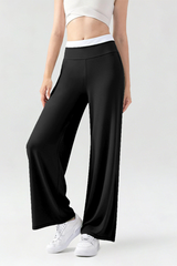 Women's Athletic High-Waisted Color Block Wide Leg Pants