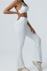 Women's Color-Block Sports Bra & Yoga Flare Pants Set