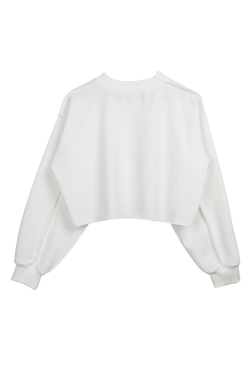 Women Cropped Exposed Seam Sweatshirt