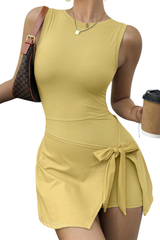 Women's Round Neck Tie-Strap Sleeveless Tennis Dress