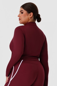 Plus Size Women's Fitted Mock Neck Long Sleeve Pocket Yoga Jacket