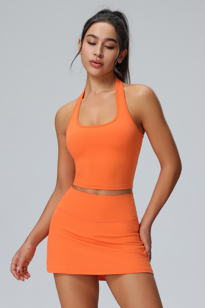 Women's Halter Vest & Tennis Skirt Two-Piece Set