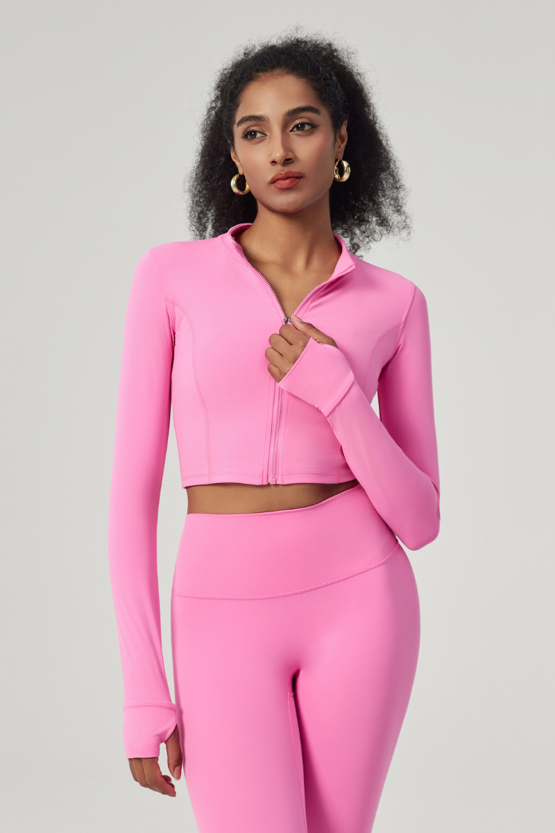 Women's Standing collar Cropped Yoga Jacket