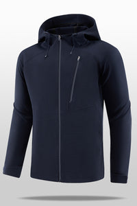 Men Hooded Cold-Resistant Quick-Dry Outdoor Training Running Jacket