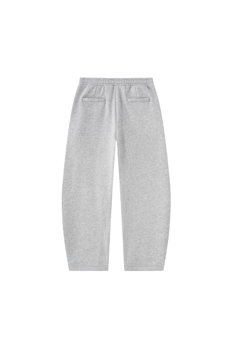 Unisex Fall Fleece Lined Elastic Waistband Curved Sweatpants