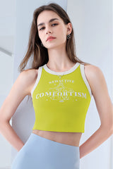 Women Low Impact Fixed Cup Longline Sports Bra Yoga Pilates Fitness Top