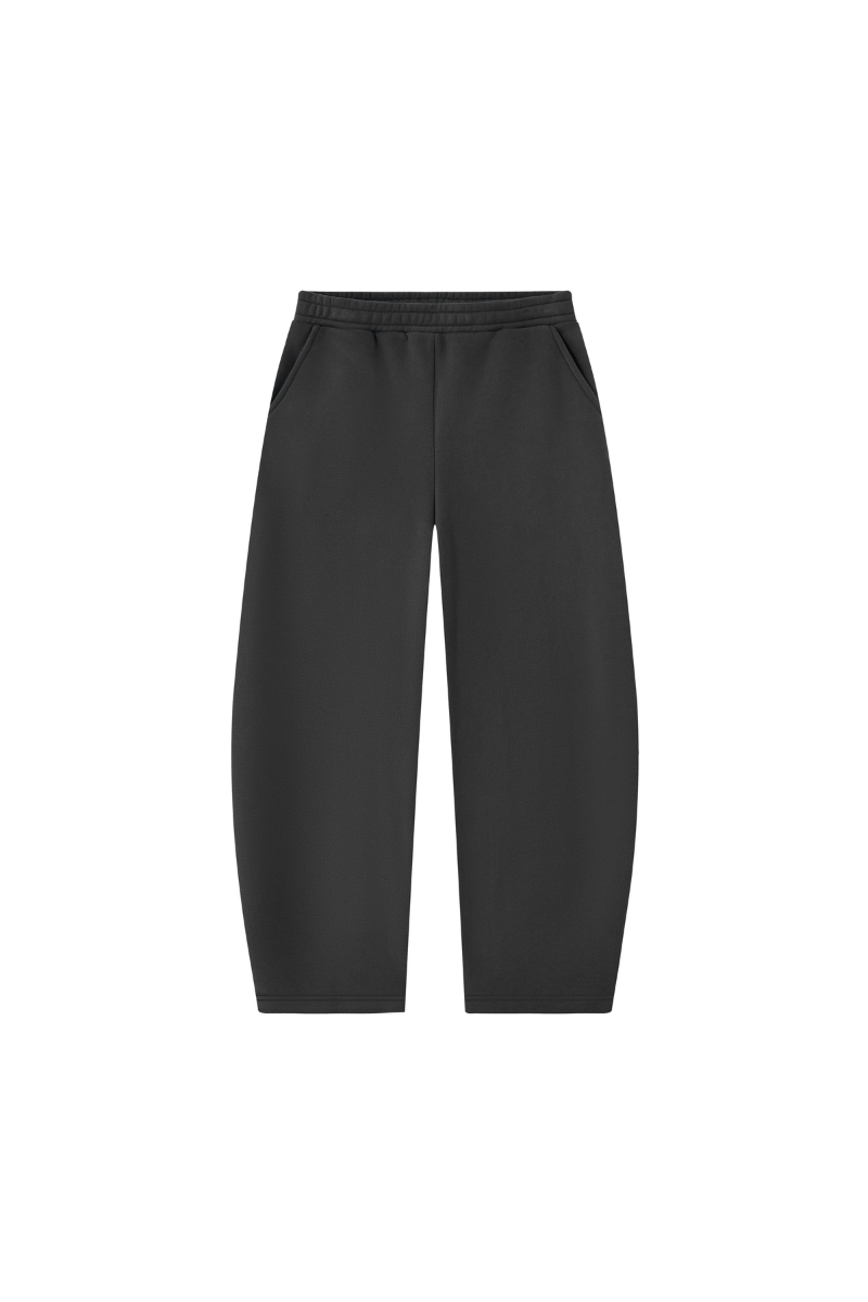 Unisex Fall Fleece Lined Elastic Waistband Curved Sweatpants