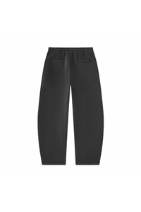 Unisex Fall Fleece Lined Elastic Waistband Curved Sweatpants
