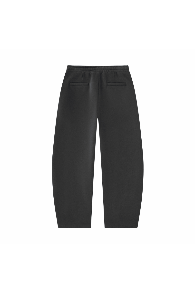 Unisex Fall Fleece Lined Elastic Waistband Curved Sweatpants